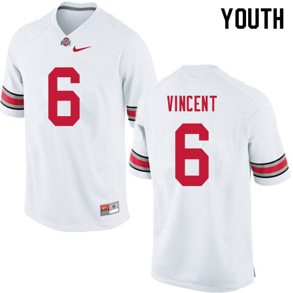 Ohio State Buckeyes Taron Vincent Youth #6 White Authentic Stitched College Football Jersey